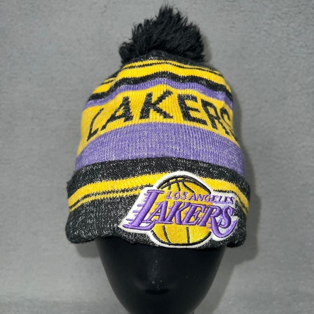 New Era x Hardwood Classics Los Angeles‎ Lakers Beanie Hat Knit Cuffed Pom OSFM